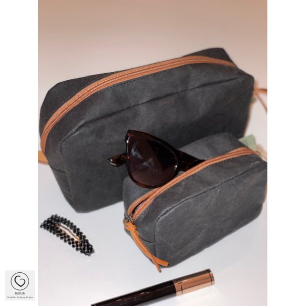 Toilettaskest med stor strrelse og makeuppung, sort