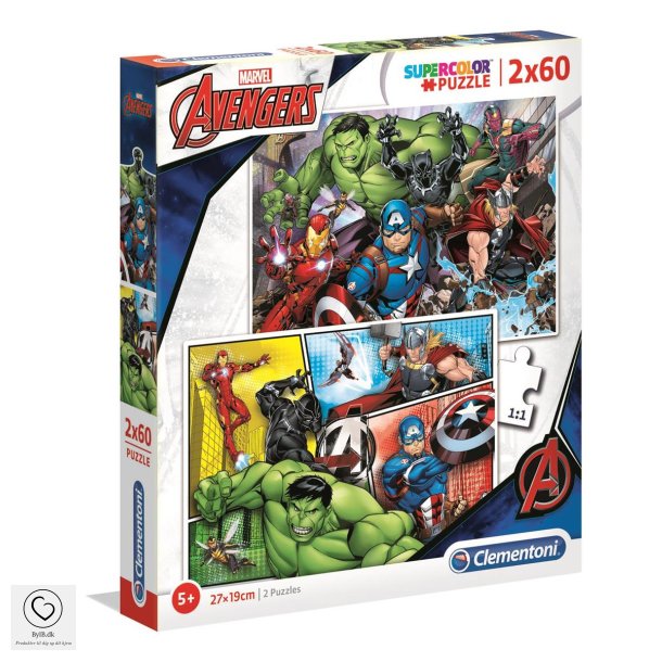 Clementoni Puzzle - 2x60 brikker AVENGERS