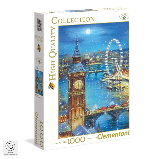 Clementoni Puzzle - 1000 brikker SNOW FLAKES ON BIG BEN