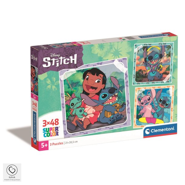 Clementoni Puzzle - 3x48 brikker Disney Stitch