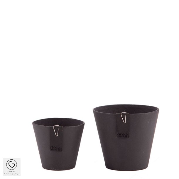 OOhh Lotus mini pots i sort, st med 2, Ml: H8/H10 cm