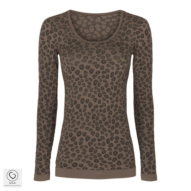 Tim og Simonsen Gepard langrmet mikrofiber t-shirt i farven Coffee, One Size